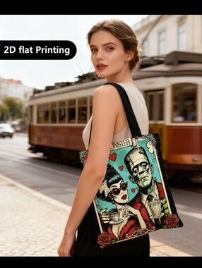 Frankenstein & Bride Monster Love Tote Bag